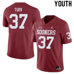 Youth Michael Turk Crimson Sooners College Football #37 Jersey 530152-820