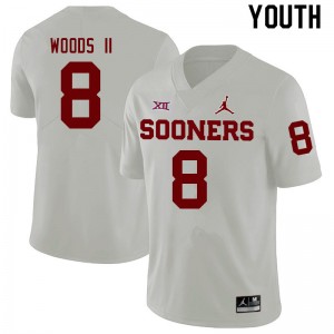 Youth Michael Woods II White Sooners College Football #8 Jersey 434111-351