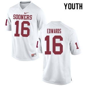 Youth Miguel Edwards White Oklahoma College Football #16 Jersey 937639-565