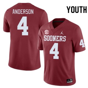 Youth Nic Anderson Crimson Oklahoma 2024 SEC Conference #4 Jersey 351209-197