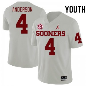 Youth Nic Anderson White Sooners 2024 SEC Conference College Football #4 Jersey 769195-288