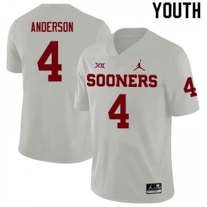 Youth Nic Anderson White Oklahoma Sooners College Football #4 Jersey 880976-354