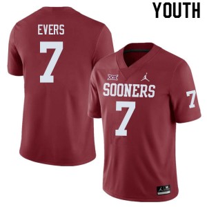 Youth Nick Evers Crimson Oklahoma College Football #7 Jersey 212525-175