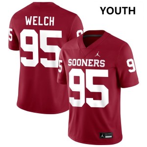 Youth Austin Welch Crimson Oklahoma Sooners College Football #95 Jerseys 378177-504