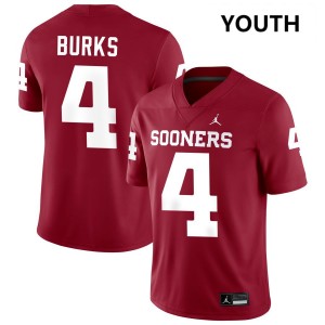 Youth Deion Burks Crimson Sooners College Football #4 Jersey 503807-789