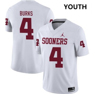 Youth Deion Burks White Oklahoma Sooners College Football #4 Jersey 691404-402