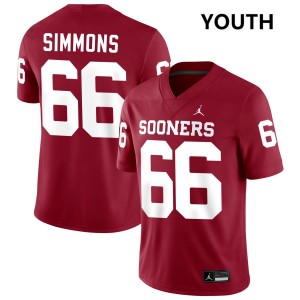 Youth Derek Simmons Crimson OU Sooners College Football #66 Jersey 893191-700