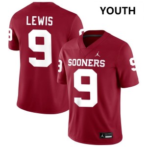 Youth Keontez Lewis Crimson Oklahoma Sooners College Football #9 Jerseys 966777-874