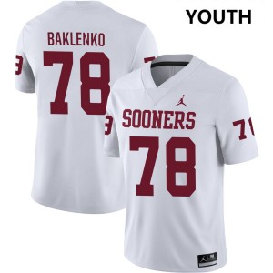 Youth Luke Baklenko White Oklahoma College Football #78 Jersey 801888-638
