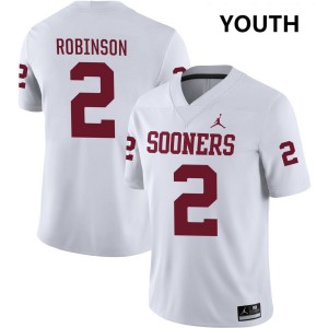 Youth Omarion Robinson White Boomer Sooner College Football #2 Jersey 352855-977