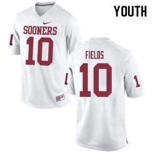 Youth Patrick Fields White Oklahoma College Football #10 Jersey 971307-691