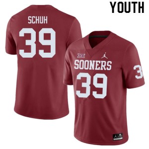 Youth Peter Schuh Crimson Oklahoma Sooners College Football #39 Jersey 168858-914