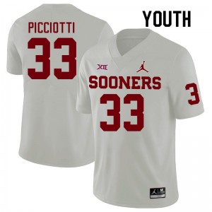 Youth Phil Picciotti White Sooners College Football #33 Jersey 364616-286