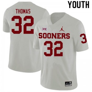 Youth R Mason Thomas White Oklahoma College Football #32 Jersey 868076-702
