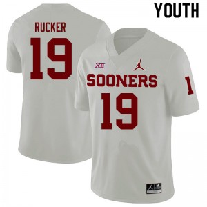 Youth Ralph Rucker White OU Sooners College Football #19 Jersey 311093-328