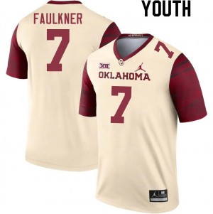 Youth River Faulkner Cream Oklahoma Sooners College Football #7 Jersey 979378-878