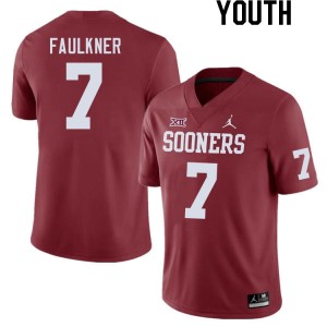 Youth River Faulkner Crimson Sooners College Football #7 Jersey 685875-880