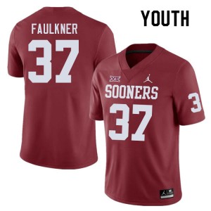 Youth River Faulkner Crimson Oklahoma College Football #37 Jersey 746156-357