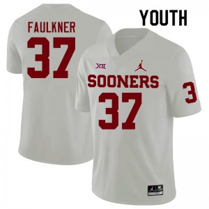 Youth River Faulkner White OU College Football #37 Jersey 423267-270