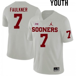 Youth River Faulkner White Oklahoma Sooners College Football #7 Jersey 808343-302