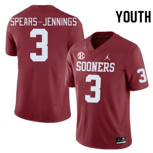Youth Robert Spears-Jennings Crimson Sooners 2024 SEC Conference #3 Jersey 918290-577