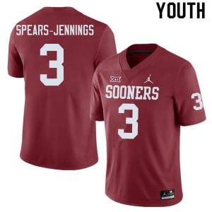Youth Robert Spears-Jennings Crimson Sooners College Football #3 Jersey 140349-847