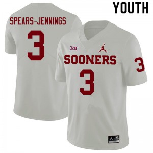 Youth Robert Spears-Jennings White OU College Football #3 Jersey 855561-522