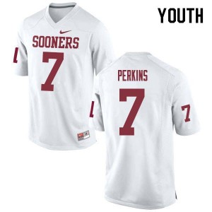 Youth Ronnie Perkins White OU College Football #7 Jersey 350994-977