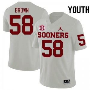 Youth Spencer Brown White OU 2024 SEC Conference College Football #58 Jersey 744898-545