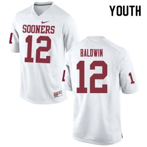 Youth Starrland Baldwin White OU College Football #12 Jersey 230197-178