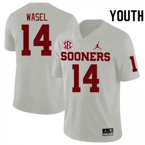 Youth Steele Wasel White Oklahoma 2024 SEC Conference College Football #14 Jersey 459949-592