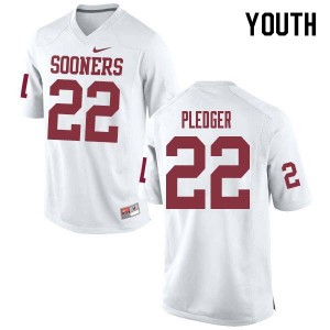 Youth T.J. Pledger White OU Sooners College Football #22 Jersey 321011-300