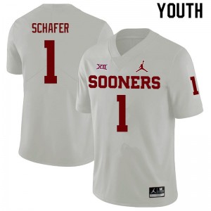 Youth Tanner Schafer White Oklahoma College Football #1 Jersey 952839-284