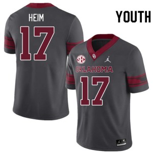 Youth Taylor Heim Charcoal OU 2024 SEC Conference #17 Jersey 728532-215