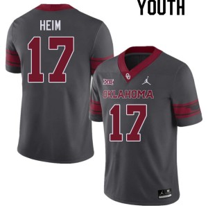 Youth Taylor Heim Charcoal OU College Football #17 Jersey 270031-716