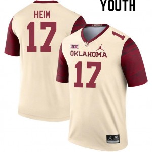 Youth Taylor Heim Cream Sooners College Football #17 Jersey 560061-126