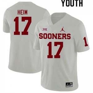 Youth Taylor Heim White Sooners College Football #17 Jersey 445679-608