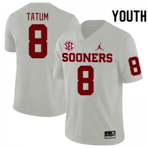 Youth Taylor Tatum White OU 2024 SEC Conference College Football #8 Jersey 996185-236