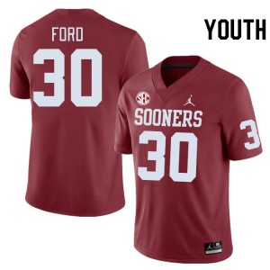 Youth Trace Ford Crimson Oklahoma Sooners 2024 SEC Conference #30 Jersey 914551-619