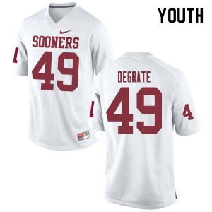 Youth Travis DeGrate White Oklahoma College Football #49 Jersey 186451-875