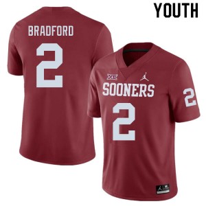 Youth Tre Bradford Crimson Oklahoma Sooners College Football #2 Jersey 331240-183