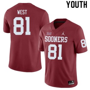 Youth Trevon West Crimson Oklahoma College Football #81 Jersey 202466-628