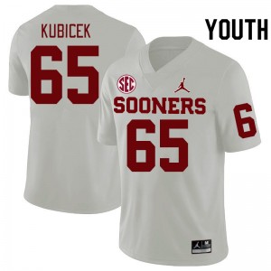 Youth Ty Kubicek White Oklahoma 2024 SEC Conference College Football #65 Jersey 722816-847