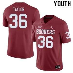 Youth Ty Taylor Crimson Sooners College Football #36 Jersey 135589-544