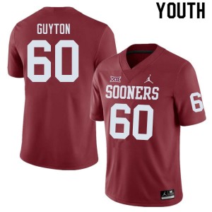 Youth Tyler Guyton Crimson Oklahoma College Football #60 Jersey 393292-560