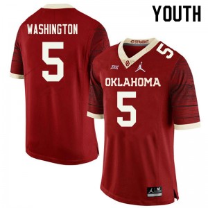 Youth Woodi Washington Retro OU Jordan Brand College Football #5 Jersey 250103-647