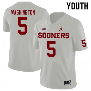 Youth Woodi Washington White OU Sooners Jordan Brand College Football #5 Jersey 118465-335