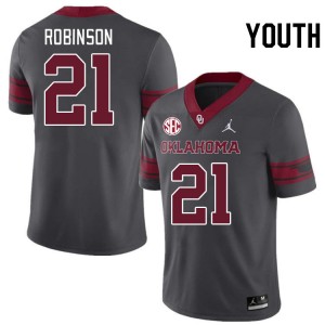 Youth Xavier Robinson Charcoal Sooners 2024 SEC Conference #21 Jersey 371473-260