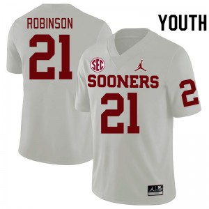 Youth Xavier Robinson White OU 2024 SEC Conference College Football #21 Jersey 411967-497