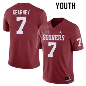 Youth Zion Kearney Crimson Oklahoma College Football #7 Jersey 810614-844
